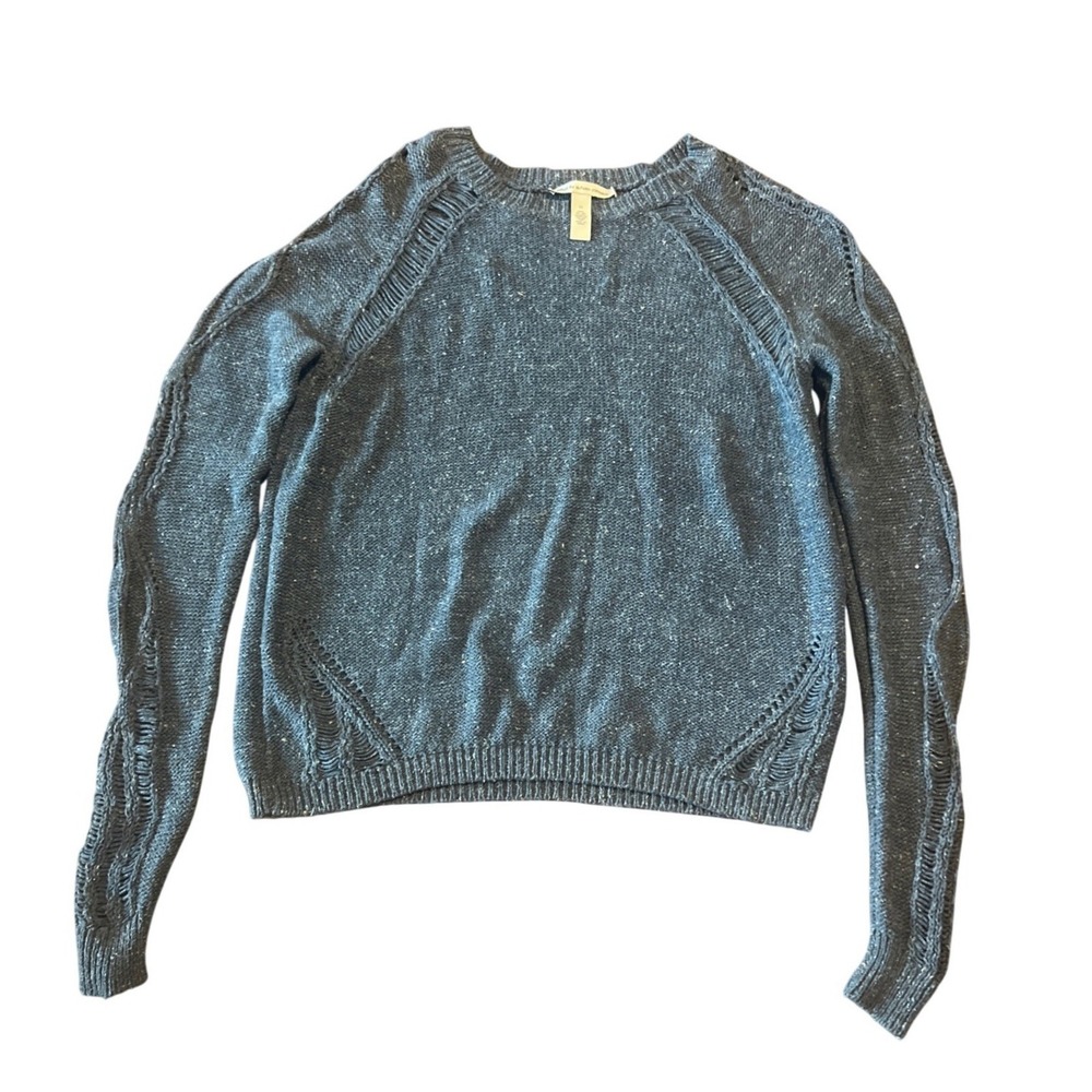 Cotton by Autumn Cashmere Blue Silk Blend Pointelle‎ Raglan Knit Sweater Medium